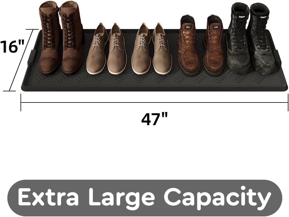 tchdio 2 Pack Rubber Boot Set, Non Slip Shoe Tray for Entryway, Multipurpose Boot Mat Tray, Durable Entryway Mud Mat for Front Door, 16x27.5 Inches