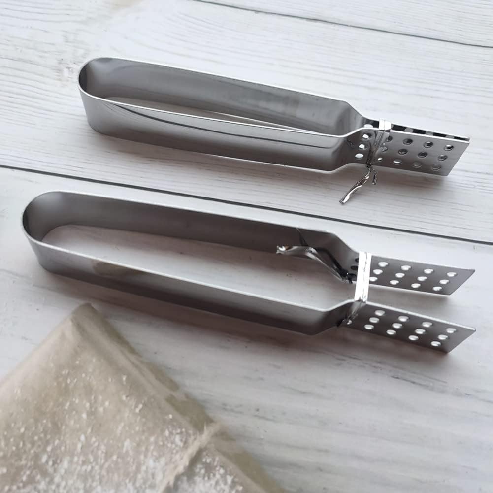 2 Pack Stainless Steel Tea Bag Squeezer, Kitchen Tea Bag Tongs Herbal Tea Infuser, Tea Bag Holder Strainer Clip for Loosing Leaf, Gripping Ice Cube, Sugar