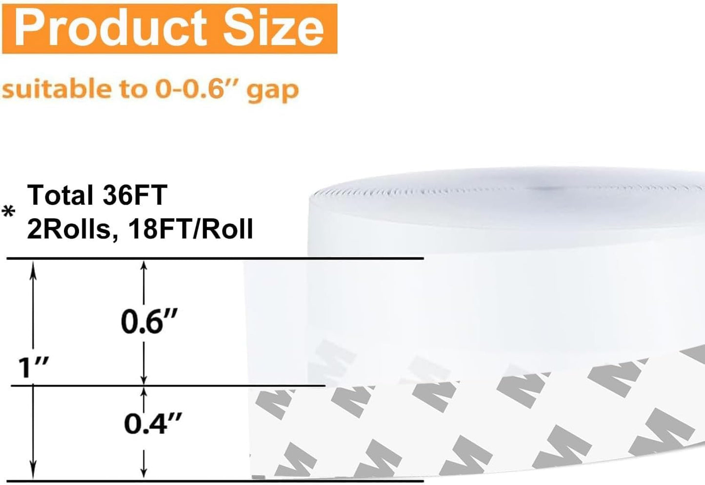 36 Ft Weather Stripping Door Seal Strip Tape,Silicone Door Draft Stopper,Self Adhesive Shower Door Bottom Seal and Door Insulation Strip for Door Frame Windows and Glass Gaps (Transparent, 35mm)