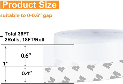 36 Ft Weather Stripping Door Seal Strip Tape,Silicone Door Draft Stopper,Self Adhesive Shower Door Bottom Seal and Door Insulation Strip for Door Frame Windows and Glass Gaps (Transparent, 35mm)