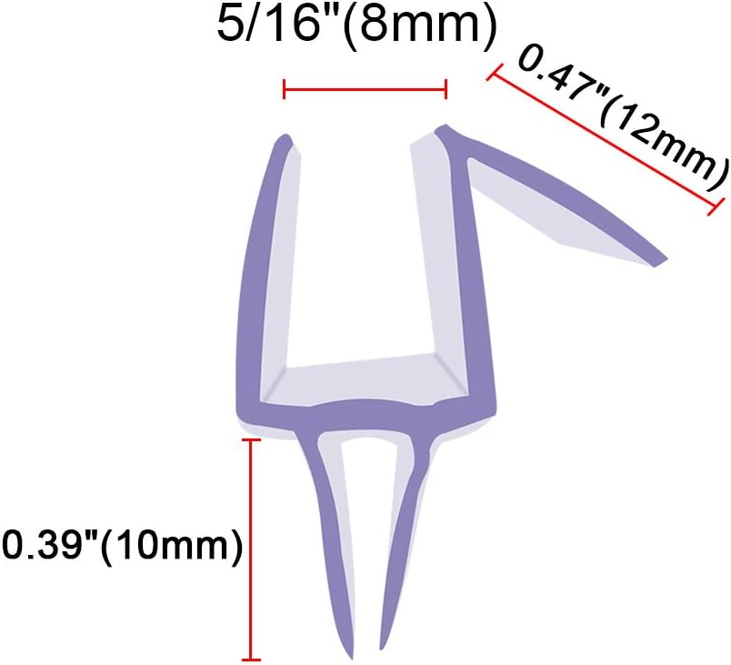Frameless Glass Shower Door Sweep for 3/8" Glass, Bottom Seal with Drip Rail, 27.5" Long
