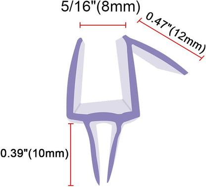 Frameless Glass Shower Door Sweep for 3/8" Glass, Bottom Seal with Drip Rail, 27.5" Long