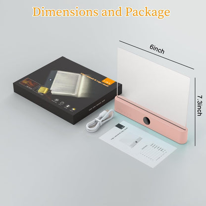 Book Light for Reading in Bed at Night Flat Reading Lights, Pink