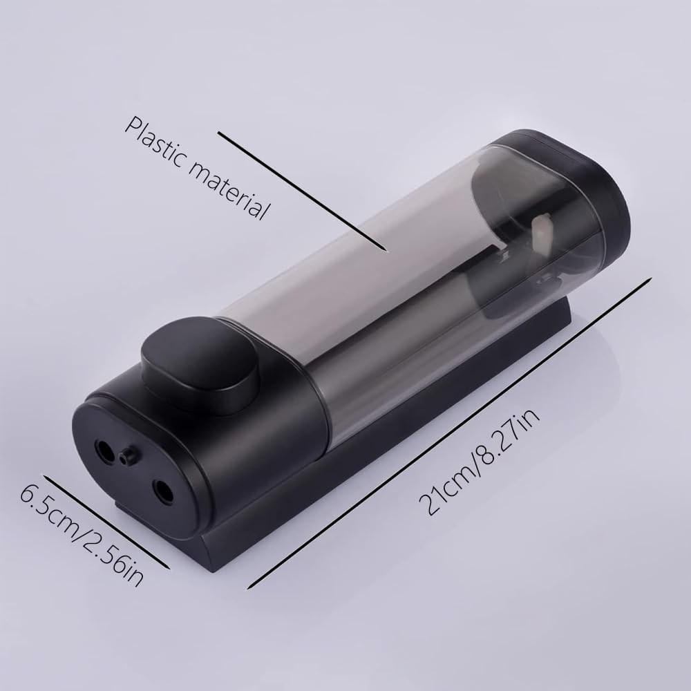 10oz/300ml Single Manual Wall Mounted Soap Dispenser, Black | Bathroom Shampoo and Conditioner Dispenser, Clear Plastic Refillable Liquid Lotion Pump Dispenser and Organizer