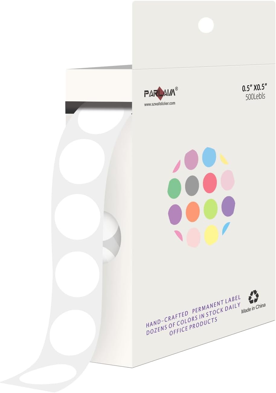 1/2 Inch Round Sticker,4 Rolls 2000Pcs Small Dot Stickers Color-Code Dots | Red+Yellow+Blue+Green 1.3cm Small Stickers Round Color Coding Circle Dots Stickers, Roll Dot Sticker Label for Office Home