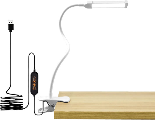 24 LED Clip Light 3 Color Dimmable Clip Desk Lamp White