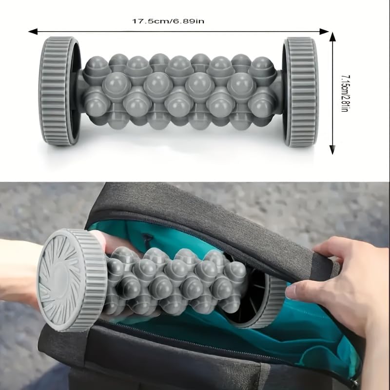 Portable Foot Massager Roller - Deep Tissue Muscle Massage for Plantar Fasciitis Relief, Heel & Arch Pain - Reflexology Therapy Tool for Men & Women