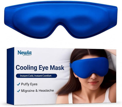 Contoured Cooling Gel Eye Mask: Ice Cold Compress for Puffy Eyes, Dark Circles, Sinus Pain & Surgery Relief, Reusable Therapy, Fits All Head Sizes, Daily Eye Care, Relaxation Beauty Gift, Blue