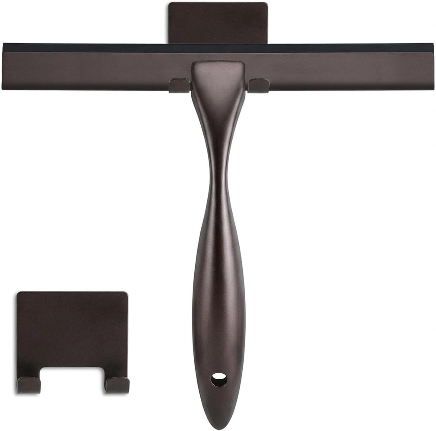 Shower Squeegee, 10-Inch Matte Black Squeegee, All-Purpose Stainless Steel Squeegee for Bathroom, Shower Doors, Mirrors, Tiles and Car Windows - 100% Streak Free