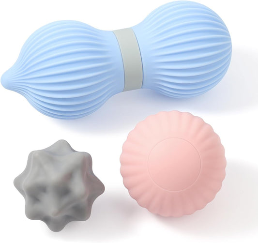 3-Piece Silicone Lacrosse Ball Set for Deep Tissue and Trigger Points - Smooth, Textured, and Spiky Massage Balls for Myofascial Release, Muscle Knots & Plantar Fasciitis