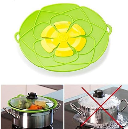 Boil Over Safeguard - Lid Stops Pots and Pans from Messy Spillovers - Silicone Boil Buddies - Multi-Function Cooking Tools Flower Cookware - 1Pc