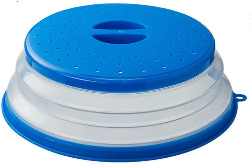 Collapsible Microwave Splatter Cover, 10.5 Inch, Dishwasher-safe, Microwave Plate Cover With Steam Vent，BPA-Free Silicone & Plastic (white)