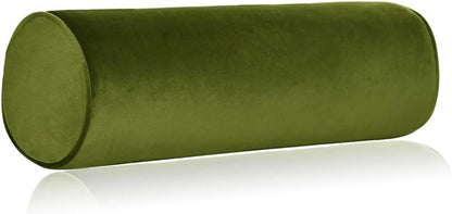 Tinbolunce Memory Foam Roll Pillow for Knee/Leg/Neck - Full Moon Bolster/Round Cylinder Pillow for Sleeping on Side or Back - Removable Cooling Cover Length 18" x 6" Diameter (Chocolate Brown)