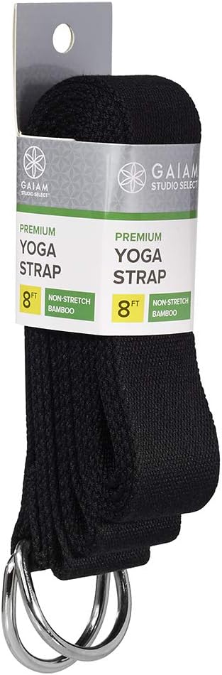 Gaiam Yoga Strap Premium Athletic Stretch Band with Adjustable Metal D-Ring Buckle Loop | Exercise & Fitness Stretching for Yoga, Pilates, Physical Therapy, Dance, Gym Workouts