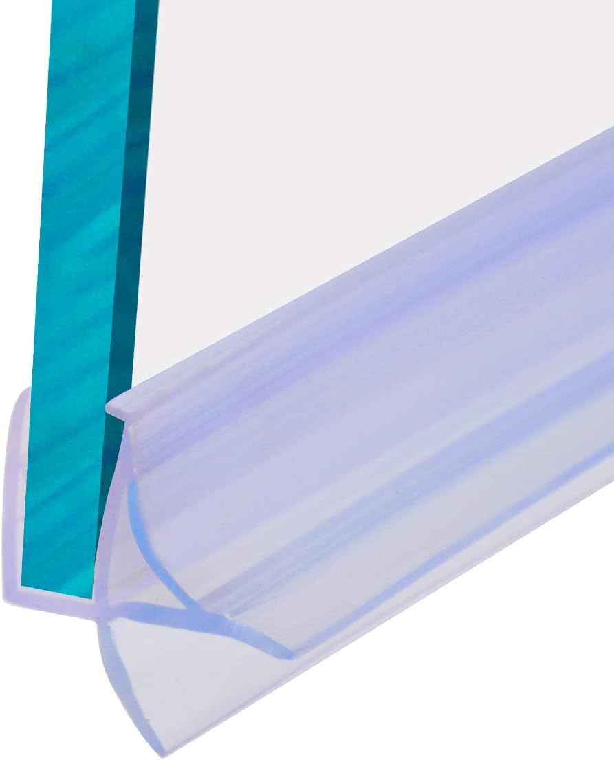Glass Door Bottom Seal, Cutable Waterproof Strip for 3/8" Glass, 27.5" Length, Shower Door Sweep Stop Shower Leaks