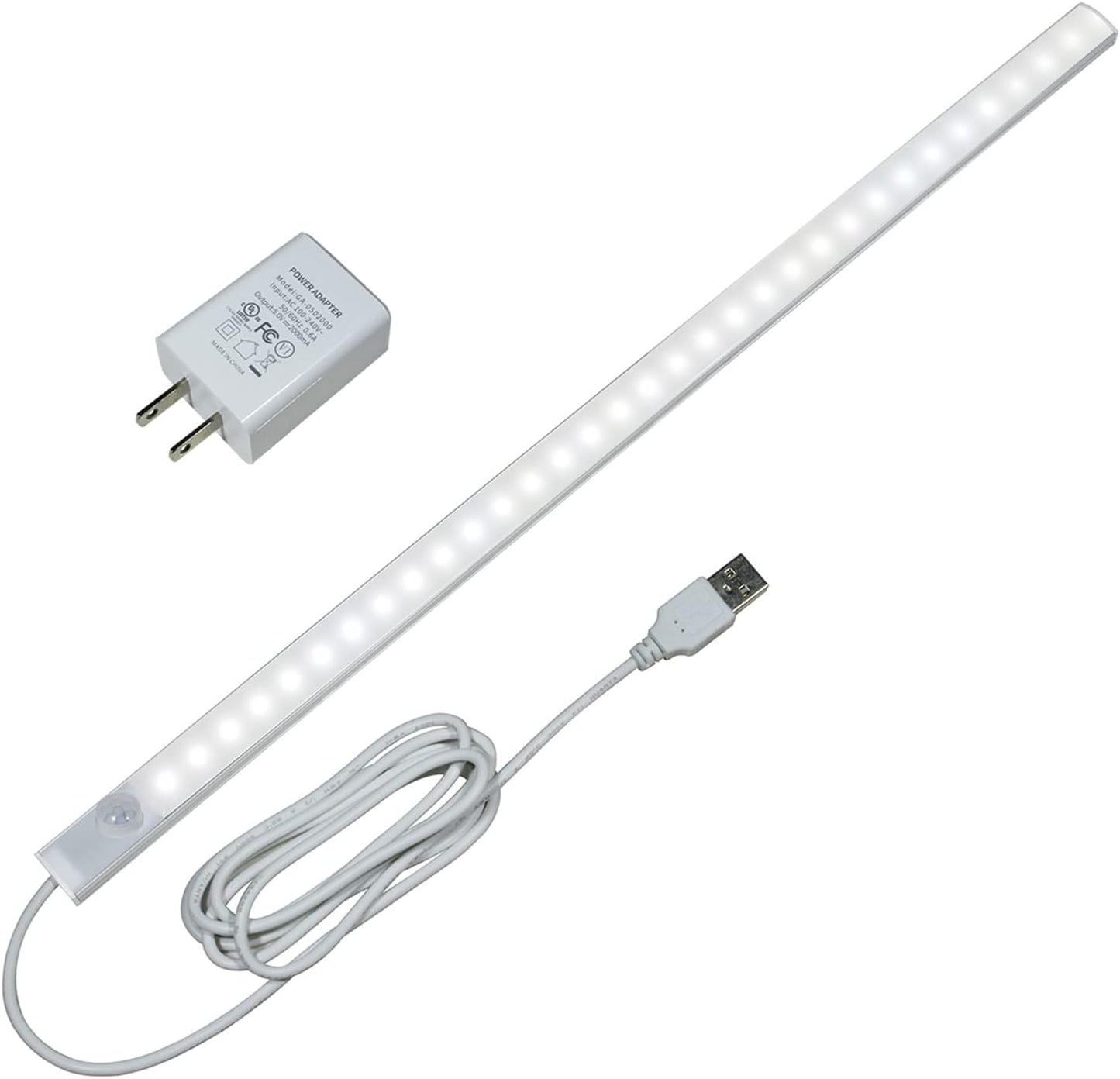 LED Motion Sensor Under Cabinet Lights, 17 inch Plug in Closet Light, USB Corded LED Light Bar, Under Counter Lighting for Kitchen,Wardrobe,Sink,Workspace,Natural White (4000K)