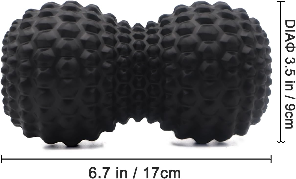 KITWILD Peanut Massage Ball, Double Lacrosse Massage Roller Ball, Black | Deep Tissue Muscle Massage, Physical Therapy, Myofascial Release, Muscle Knots, Yoga Therapy