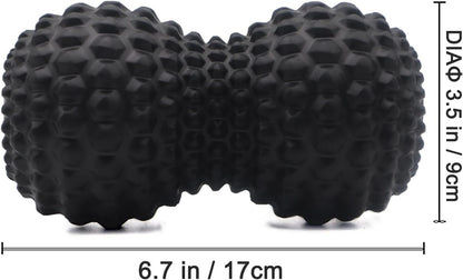 KITWILD Peanut Massage Ball, Double Lacrosse Massage Roller Ball, Black | Deep Tissue Muscle Massage, Physical Therapy, Myofascial Release, Muscle Knots, Yoga Therapy
