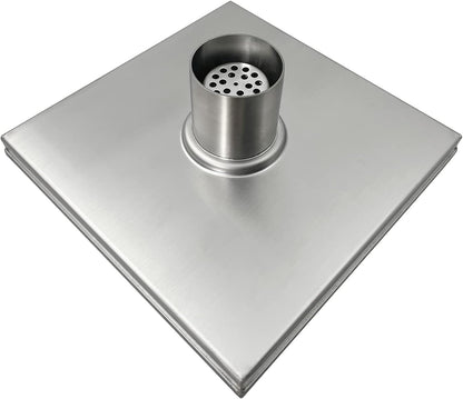 Neodrain 4" Brushed Square Shower Drain with Removable Tile Insert Grate | 304 Stainless Steel Tile Square Drain, Hidden Drain,Easy to Clean, Waterproof & Sturdy Shower Drain, CUPC Certified