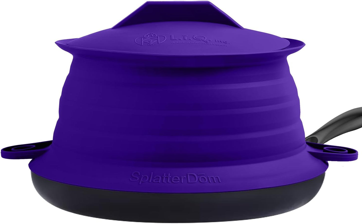 L.I.Q. Silicone Splatter Guard, Durable SplatterDom, Blue Steel, Large | 10 and 12 Inch Pots, 10'' Lid, Food and Oil Splash Guard for Cooking, Easy to Clean and Store, BPA-Free, Microwave Safe