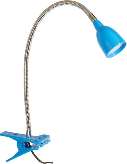 Newhouse Lighting NHCLP-LED-BLU Blue Metal Flexible Clamp-Style LED Goose Neck Desk Lamp in 3000K Warm White Color Temperature with Power Adapter and 6 ft. Power Cord