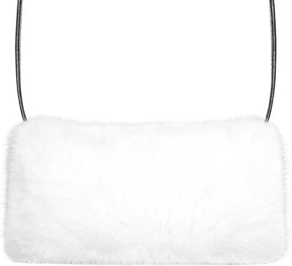 Faux Fur Hand Muffs for Women | Fuzzy Pouch Hand Warmer, For Winter Wedding, Furry Plush Hand Muffs, Elegant Luxury Chic