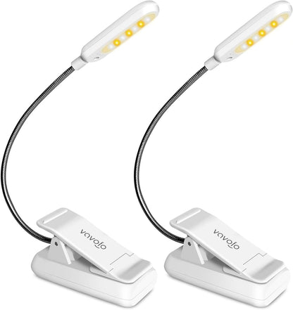 VAVOFO Rechargeable Book Light for Reading in Bed Kids, 7 LED Reading Light with 9-Level Warm Cool White Daylight, Eye Care Lamp with Power Indicator for Bookworms (Yellow)