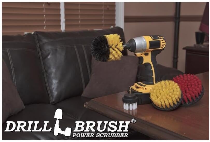 Drillbrush Electric Nylon Drill Brush Attachment Set for Bathroom Cleaning | Power Scrubber Brush Kit for Bathtub, Shower & Tile - Grout Cleaner Kit - All-Purpose Household Cleaning Brushes for Drill