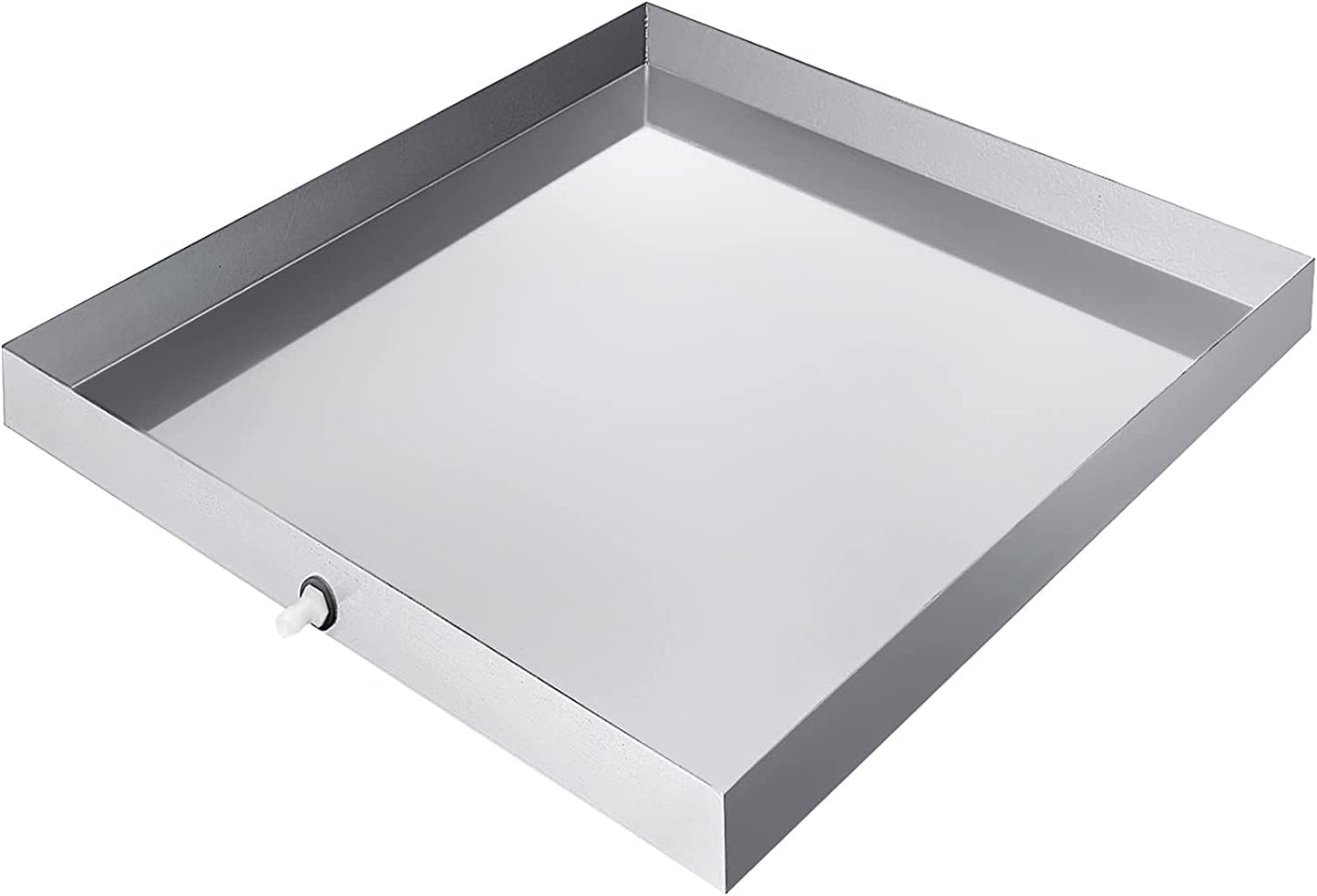 VEVOR 32 x 30 x 2.5 Inch Washing Machine Pan 18 GA Thickness 304 Stainless Steel Heavy Duty Compact Washer Drip Tray with Drain Hole & Hose Adapter