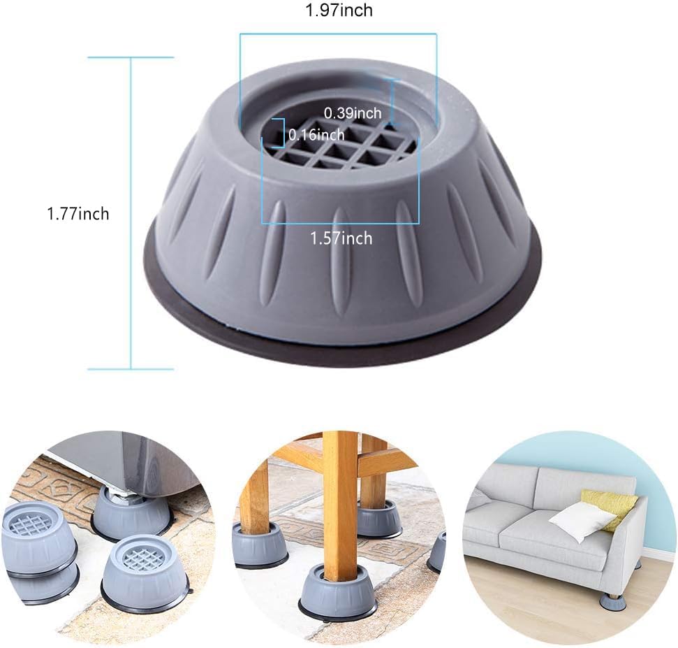 Mwellewm Anti Vibration Pads for Washing Machine Shock and Noise Reducing Washing Machine Support Anti Slip Vibration Rubber Washing Machine Feet Dryer Washer Vibration Stabilizer(1.7D x 0.16 H)
