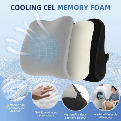 Lumbar Support Pillow for Office Chair, Memory Foam Lumbar Pillow for Lower Back Pain Relief (Grey)