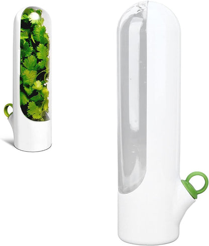 Agatige Cilantro Container for Fridge, 25cm Transparent Windows Vegetable Preservation Bottle Lettuce Keeper Containers for Cilantro Mint Parsley Asparagus