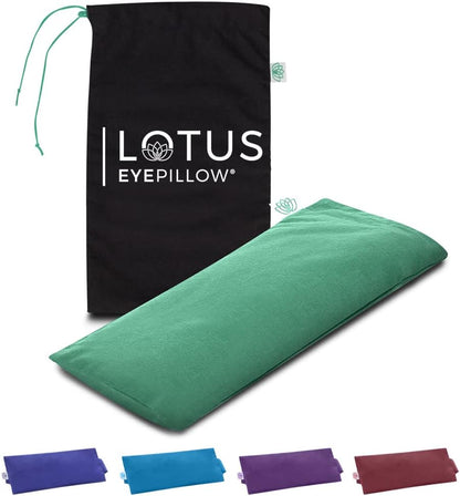 Lotus Lavender Eye Pillow - Weighted Mask for Yoga & Sleep | NOLAVA Sleep & Wellbeing App included; warm or cool headache relief; organic cotton, lavender-flaxseed fill.