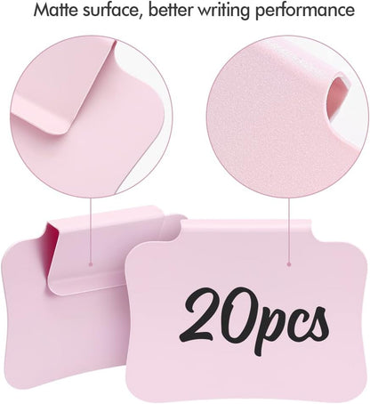12PCS Basket Labels Clip On for Storage Bins, Removable & Erasable Bin Labels Clips On, Laundry Kitchen Pantry Labels for Organizing Baskets Cube Box (Pink)