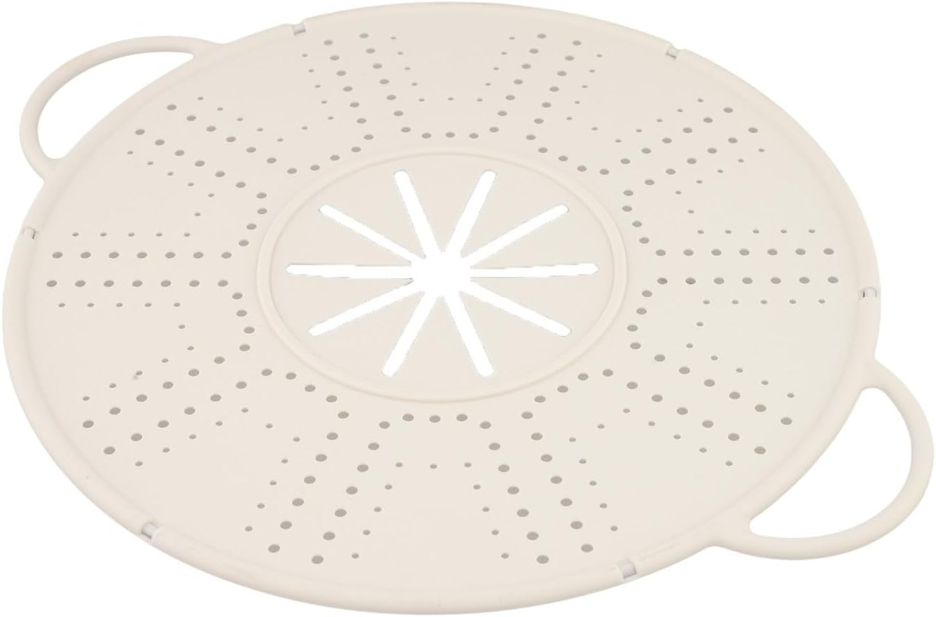 Silicone Spill Stopper Lid Heat Resistant Large Pot Cover Anti Mat with Steam Vent for Boiling Cooking Dishwasher Safe Non Kitchen Utensil Set(white)