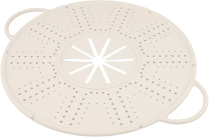 Silicone Spill Stopper Lid Heat Resistant Large Pot Cover Anti Mat with Steam Vent for Boiling Cooking Dishwasher Safe Non Kitchen Utensil Set(white)