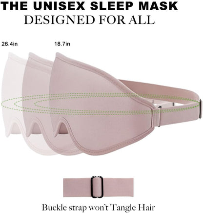 3D Sleep Mask for Side Sleepers, Blackout & Zero Pressure - Breathable Memory Foam, Adjustable Strap - for Travel, Yoga & Meditation Black