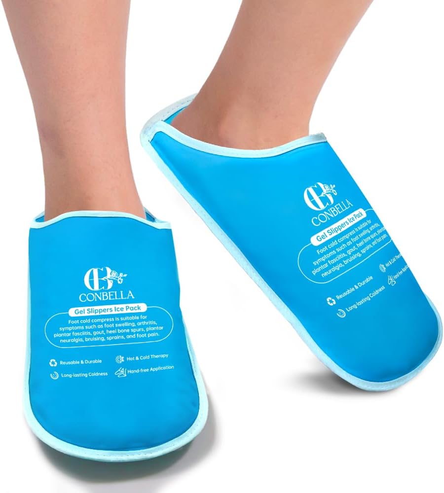 Gel Ice Pack Slippers for Foot Pain Relief, 1 Pair, Blue