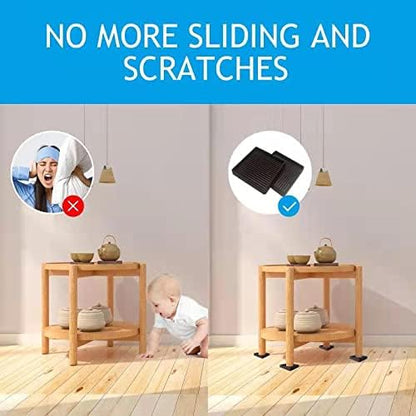 2X2 Square Rubber Furniture Caster Cups, TL-JIYPU Caster Cups with Anti-Sliding Floor Grip 4 PCS, Ideal Furniture Coasters, Floor Protectors Brown, Non Skid Furniture Pads, Rubber Furniture Cups