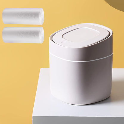 LTWQLing Mini Trash Can with Lid - Removable Small Garbage Can, Tiny Plastic Trash Bin, Pop Up Countertop Wastebasket, Counter Garbage Lint Bin for Bathroom,Office,Kitchen,Desk,Coffee Table(White)