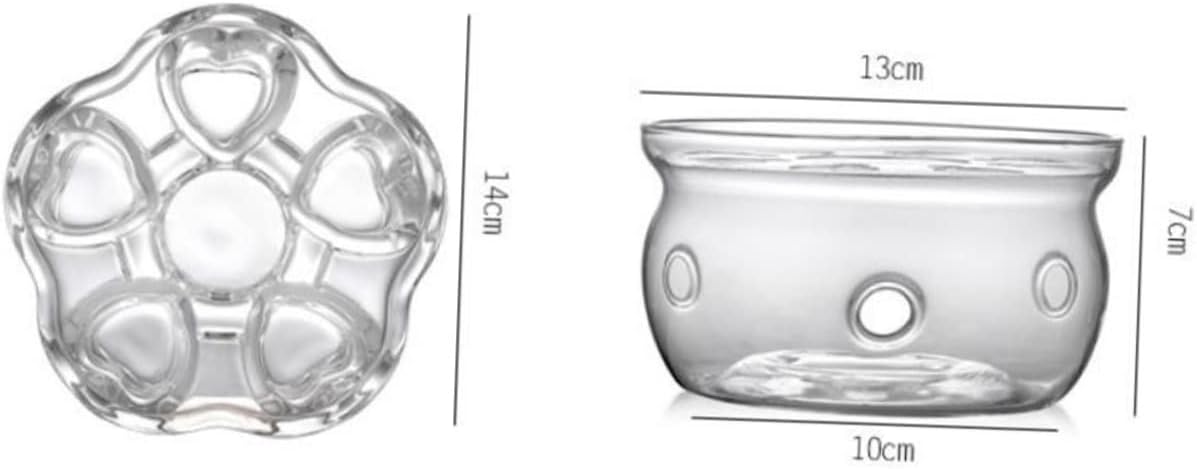 LABRIMP Heart-Shaped Glass Base for Teapot Stylish Insulated Heating Design for Warm Tea Multi-Functional Candle Holder Safe and Elegant Accessory