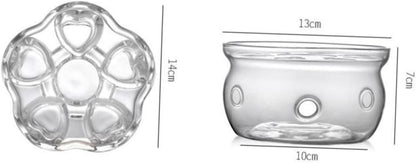 LABRIMP Heart-Shaped Glass Base for Teapot Stylish Insulated Heating Design for Warm Tea Multi-Functional Candle Holder Safe and Elegant Accessory