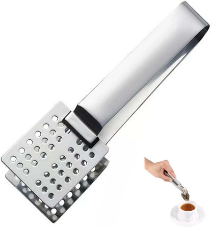 Tea Bag Squeezer Tongs, Effective Tea Tool for Easy Extraction, Stainless Steel Tea Tongs Strainer Clip Tea Filter Spoon for Gripping Loosing Leaf Tea Bags Ice Sugar Cubes (Silver, 15cm)