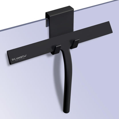 Silicone Rubber Blade & Hook Shower Window Squeegee 11" in Width Silicone Car Squeegee Bathroom Squeegee for Shower Squeegee for Shower Doors Car Window-Black