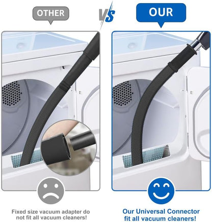 Sealegend 5Pack Dryer Vent Cleaner Kit Vacuum Hose Attachment & Brush Blue | Whistle-Free Hose | Universal Connector Fits Most Vacuums | 4 Brushes for Dryer Vents, Refrigerator Coils, Drains & Sinks