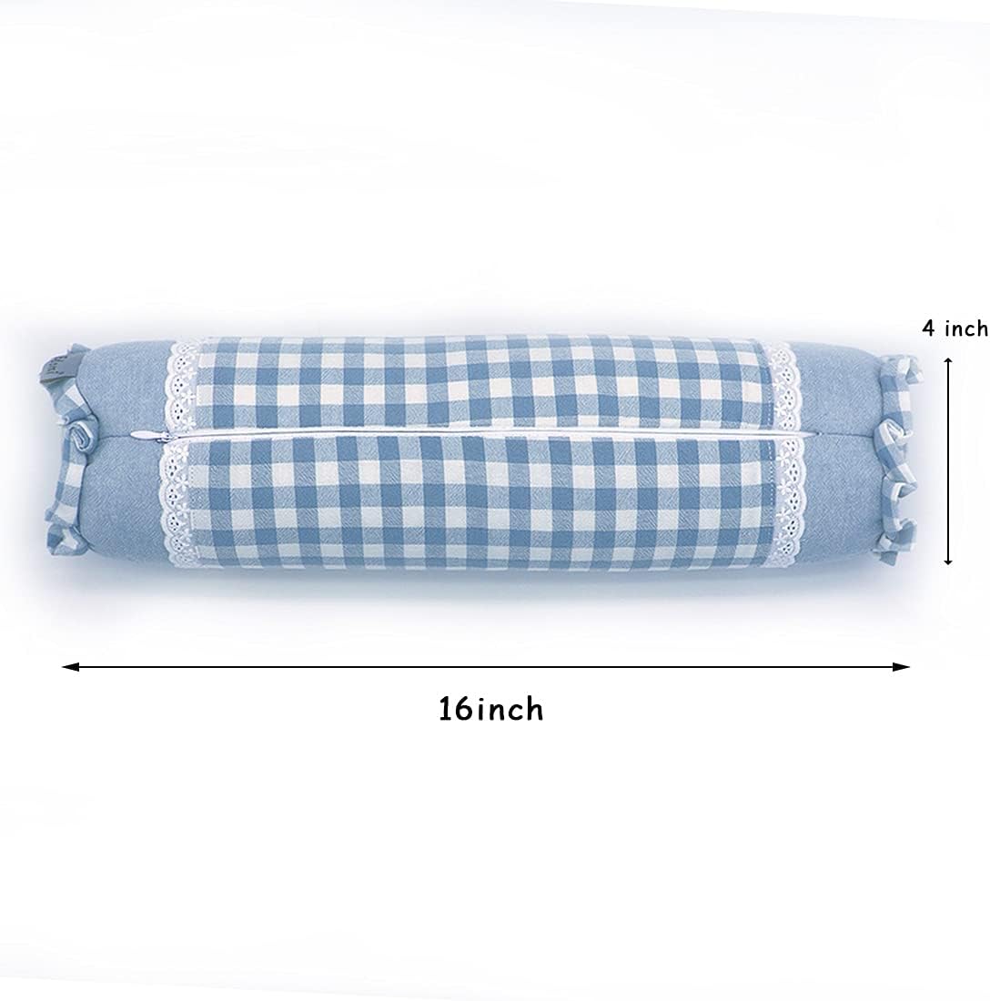 Buckwheat Cervical Pillow for Sleeping, Adjustable Roll Pillow for Neck Relief with Washable Pillowcase, Round Cylinder Bolster for Firm Support, 16x4 inch (Khaki)
