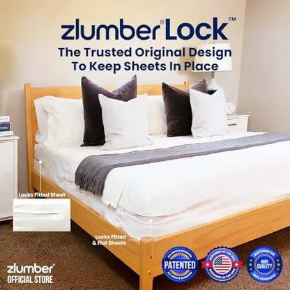 The Original USA Patented ZlumberLock - Secure Sheet Holder with Heavy-Duty Mattress Straps – No More Loose Bedding, Universal Fit, Easy One-Time Installation