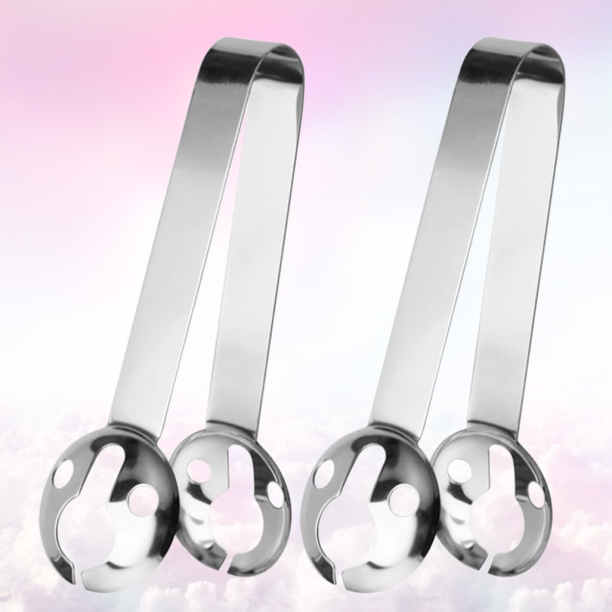 BESTOYARD 2 Pcs Stainless Steel Tea Bag Holder Spoon with Ergonomic Handle, Heat Resistant Fruit Tea Squeezer and Ice Cube Tongs for Home Kitchen and Bar, Machine Washable round Design