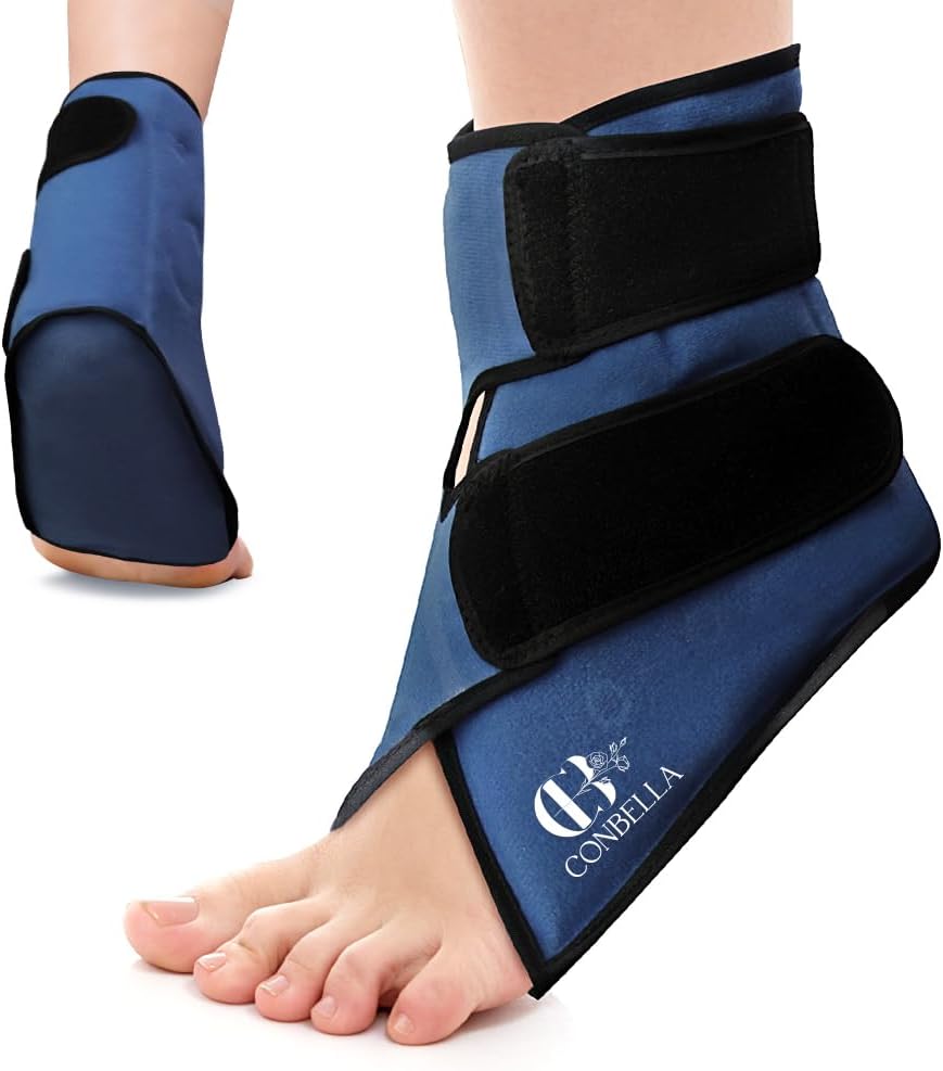 Ankle Ice Pack Wrap, Hot Cold Compress for Pain Relief, Purple | Reusable Cold Compress Sleeve for Sprains, Hot Cold Therapy - for Instant Recovery with Strap & Gel Packs