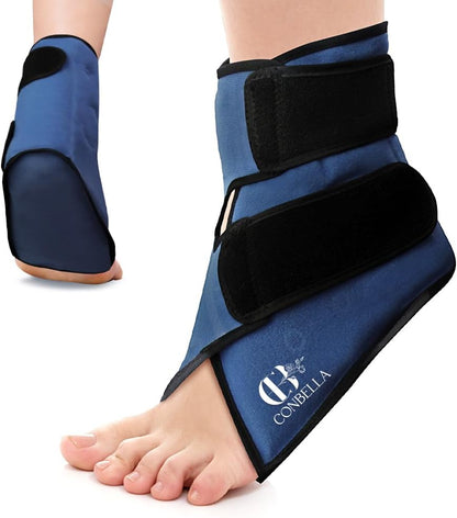 Ankle Ice Pack Wrap, Hot Cold Compress for Pain Relief, Purple | Reusable Cold Compress Sleeve for Sprains, Hot Cold Therapy - for Instant Recovery with Strap & Gel Packs